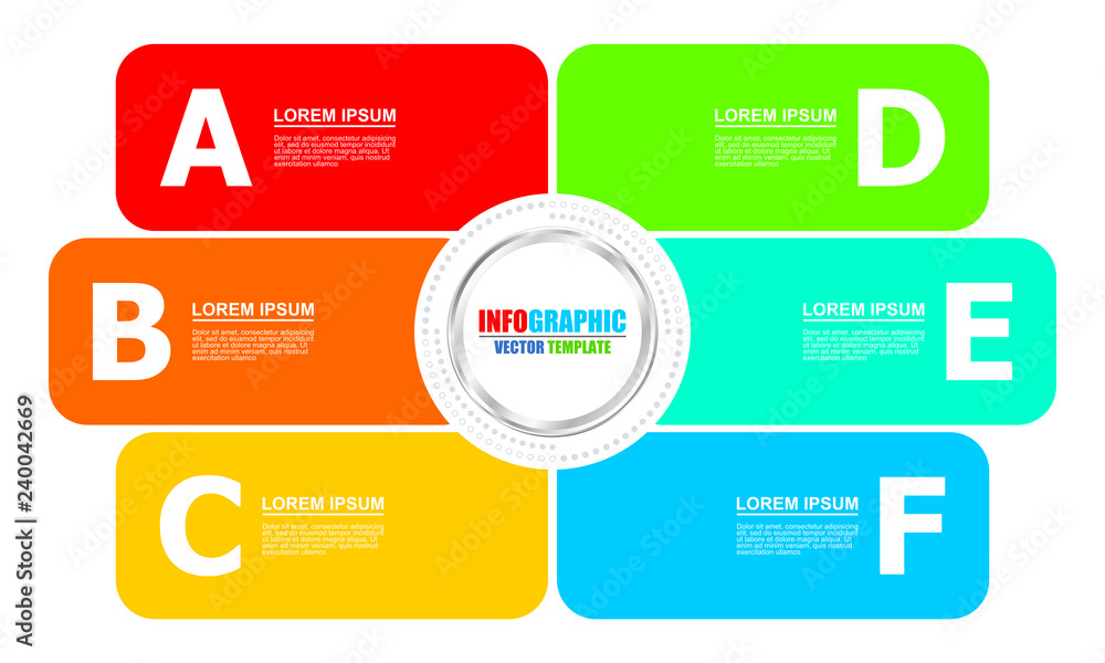 Editable infographic vector template for business presentation, diagram, workflow concept with 6 options Editable infographic vector template for business presentation, diagram, workflow concept with 6 options