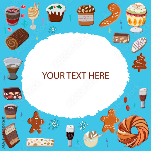 Set of traditional festive desserts. 