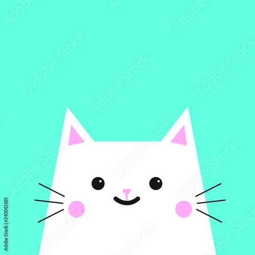 cute cat postcard wth blue background vector