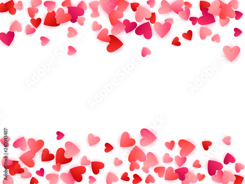 Red flying hearts bright love passion vector background.