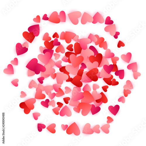 Red flying hearts bright love passion vector background.