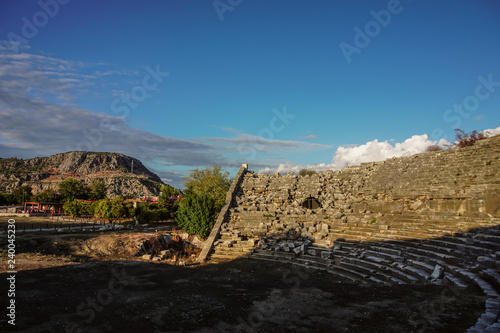 Theater of Letoon (Letoum) Ancient City near Xanthos Ancient City in Lycian way, Kas, Antalya/Turkey.