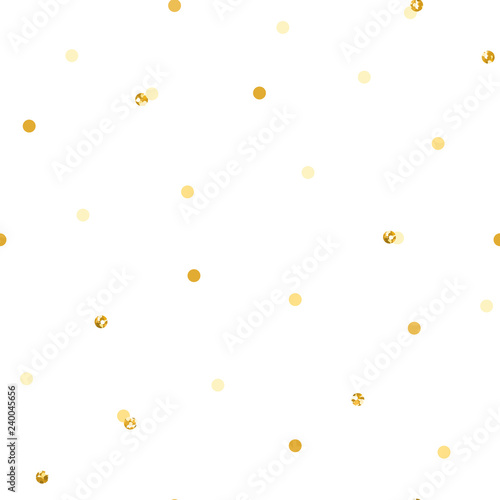 Gold glitter confetti vector seamless pattern   little circles .