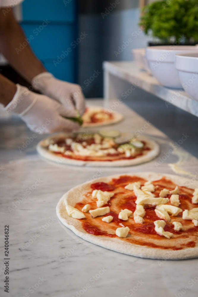 Neapolitan pizza made with fresh and organic ingredients