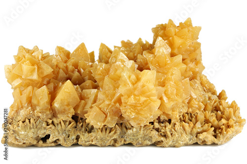 triangle calcite crystal cluster from China isolated on white background