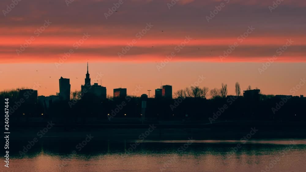 Panorama of Warsaw at sunset light. Panorama of Warsaw at sunset light.