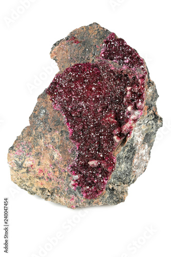 roselite crystals on matrix from Bou Azzer, Morocco isolated on white background photo