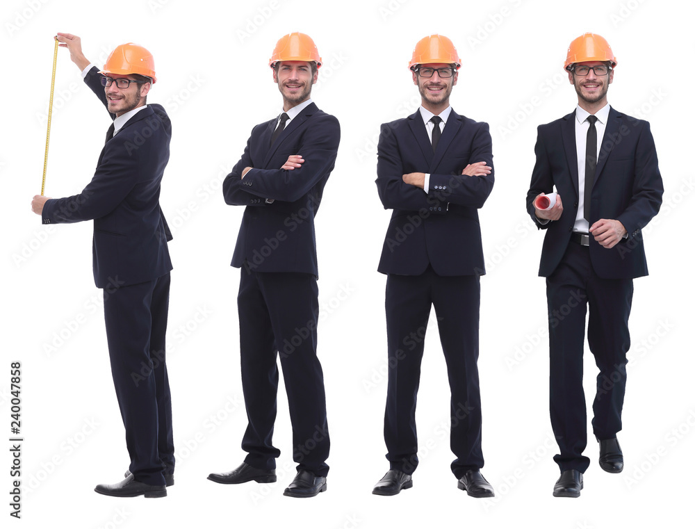 in full growth .competent engineer architect isolated on white in full growth .competent engineer architect isolated on white