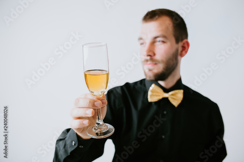 Man at party with champagne glass