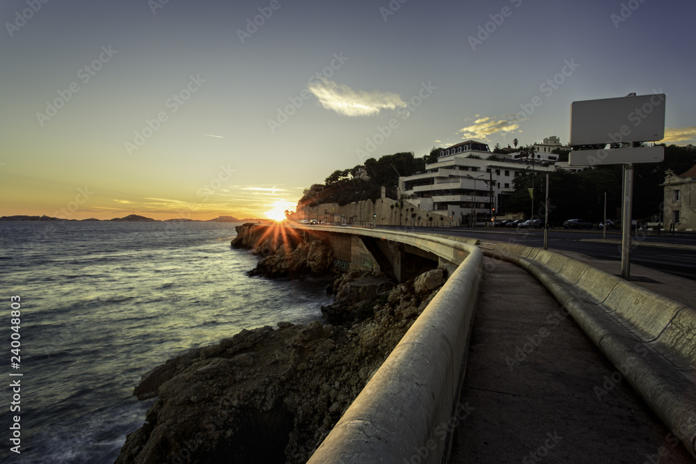 Marseille, la Corniche couché de soleil