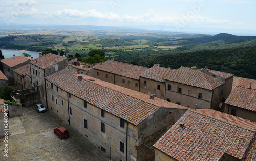 Tuscany, Italy. landscape of Populonia buildings in the top of a hill, and the sorrounding country © Paolo