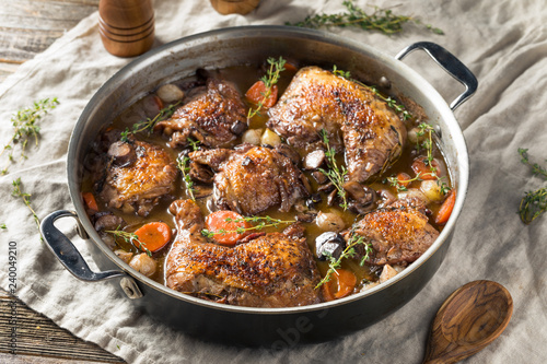 Bild auf Leinwand Homemade French Coq Au Vin Chicken