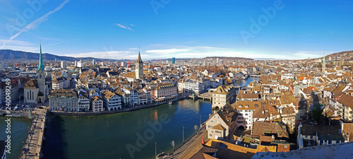 Zurich panorama with river Limmat