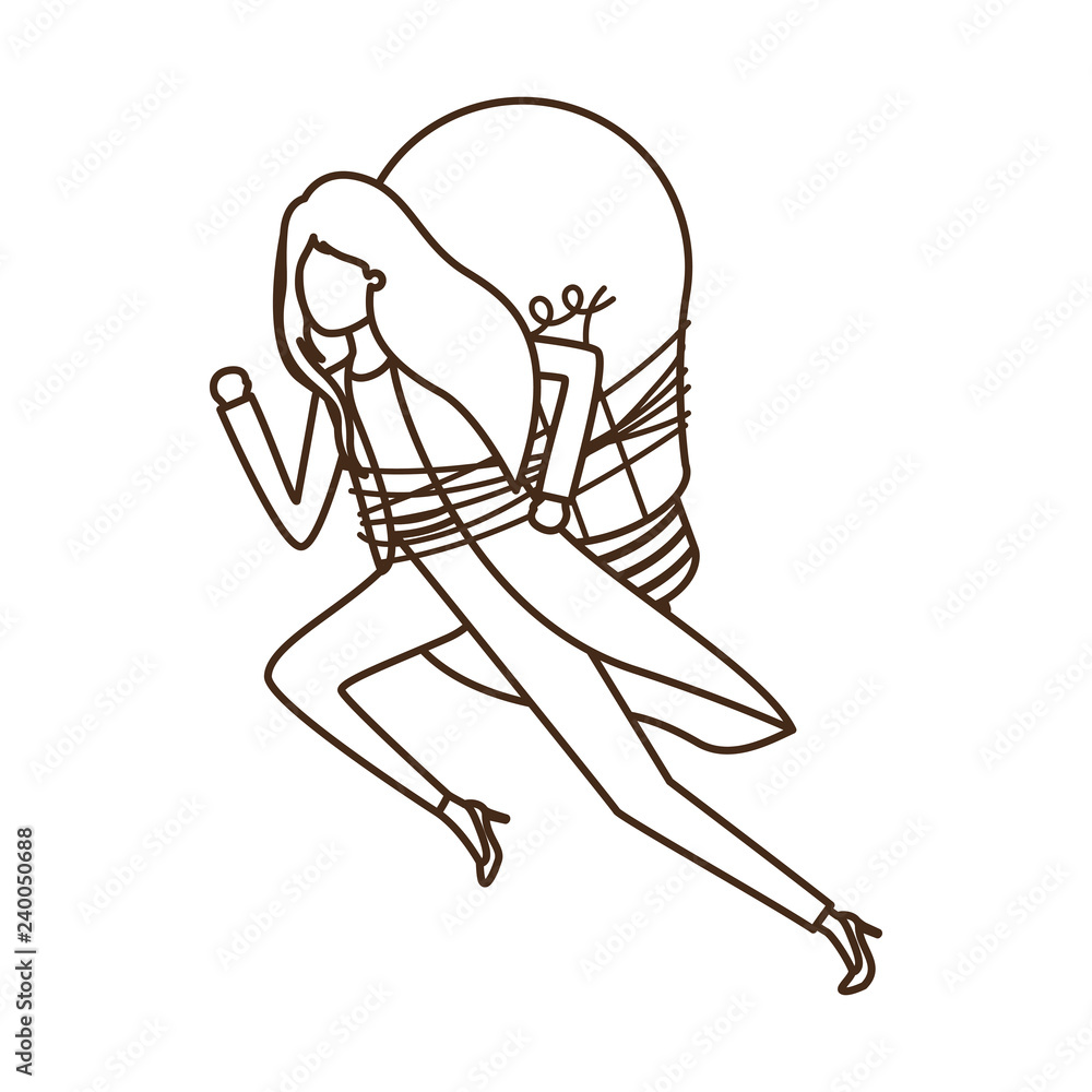 Obraz premium Businesswoman with lightbulb avatar character