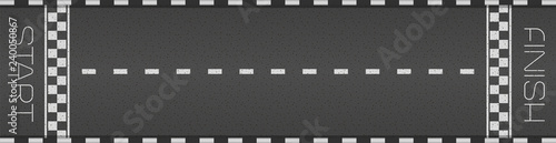 Racing asphalt road. Start and finish concept. Vector illustration