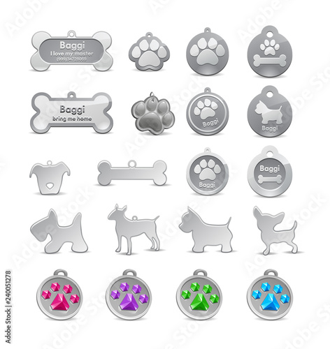 vector set key chain for pet dog 
