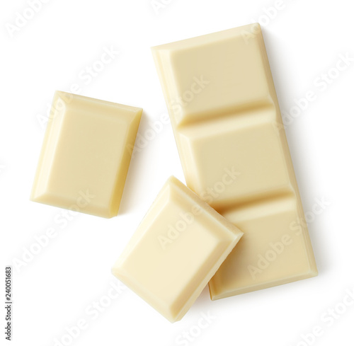 Obraz na płótnie White chocolate pieces isolated on white background
