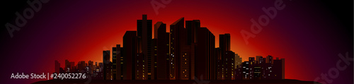 vector illustration of silhouette of the city at night