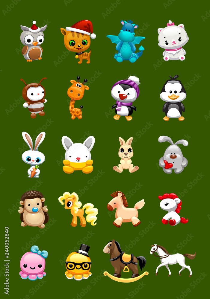 Vector set of cute funny animals