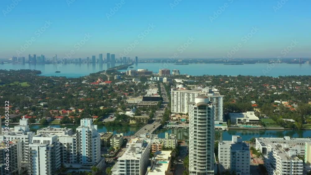 Aerial pull out shot Miami Beach Florida Aerial pull out shot Miami Beach Florida