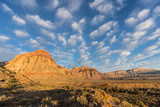 Early morning light with partly cloudy sky at Red Rock Canyon National Conservation Area.  A popular natural area 20 miles from Las Vegas, Nevada.  