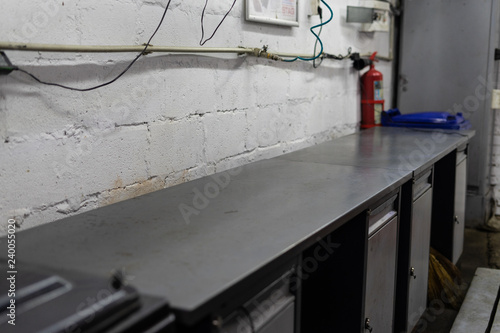 Car service table with clean interior and no people