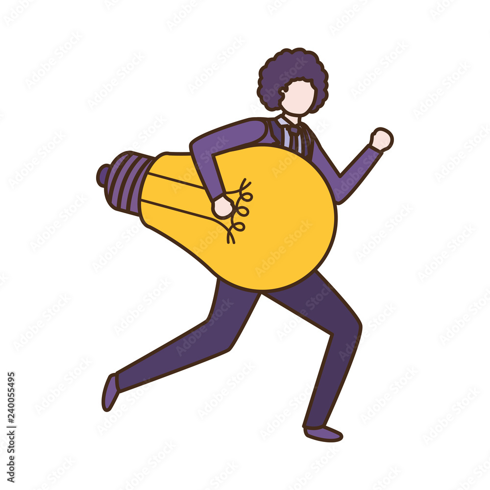 Businessman with lightbulb avatar character Businessman with lightbulb avatar character