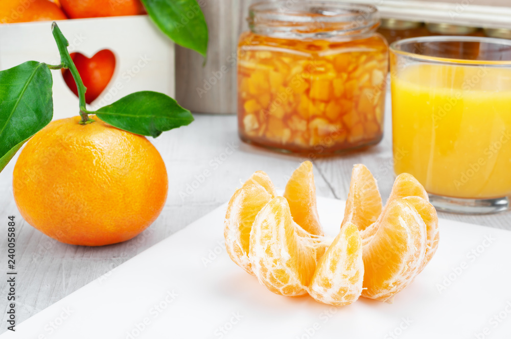 Mandarin on wooden table