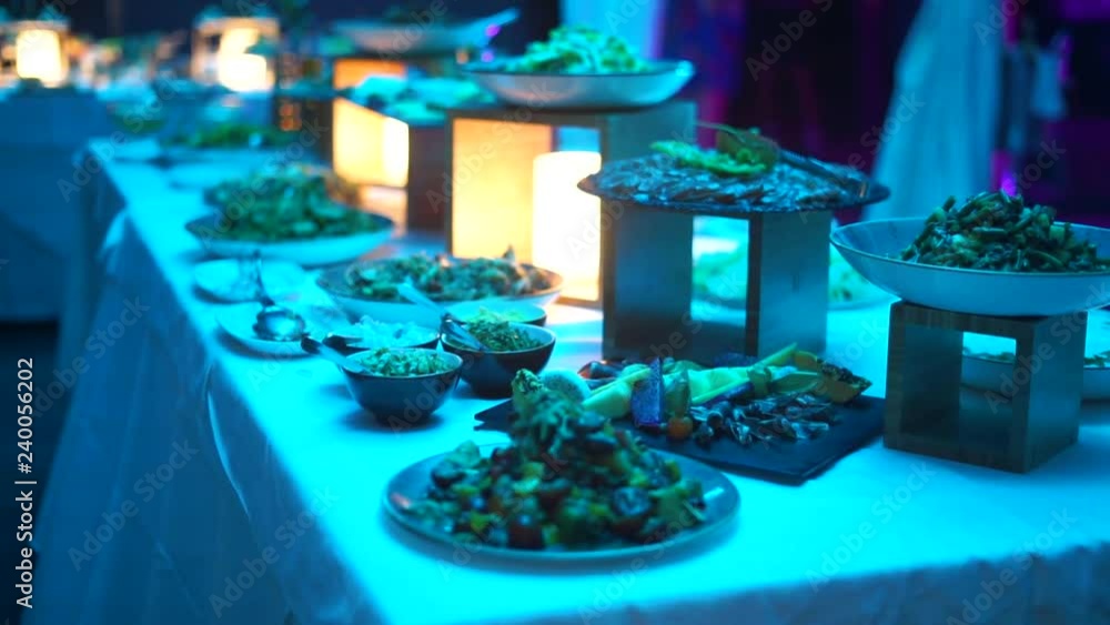 dinner with banquet dishes, party dinner with banquet dishes, party