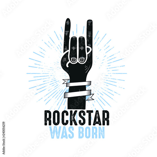 rock and roll hand rockstar was born kids apparel distressed