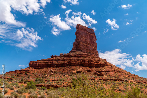 Stone formation in the wild desert landscape in Valley of the Gods in Utah, USA