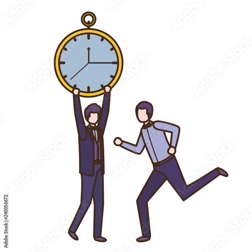 businessmen with clock avatar character