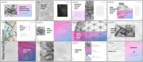 Minimal presentations design, portfolio vector templates with elements on white background. Multipurpose template for presentation slide, flyer leaflet, brochure cover, report, marketing, advertising.