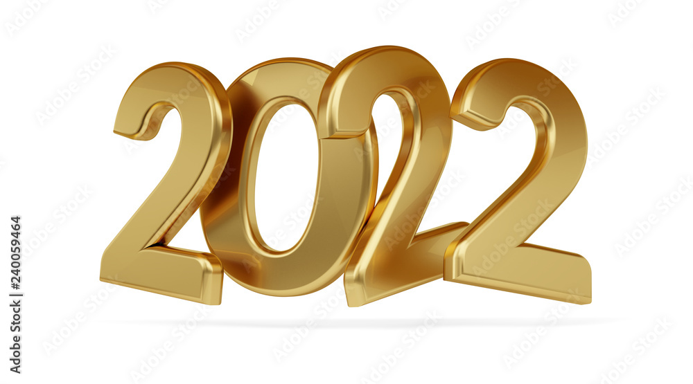 2022 golden bold letters 3d-illustration 2022 golden bold letters 3d-illustration