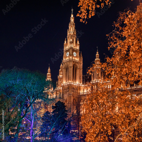 Vienna City Hall festively illuminated