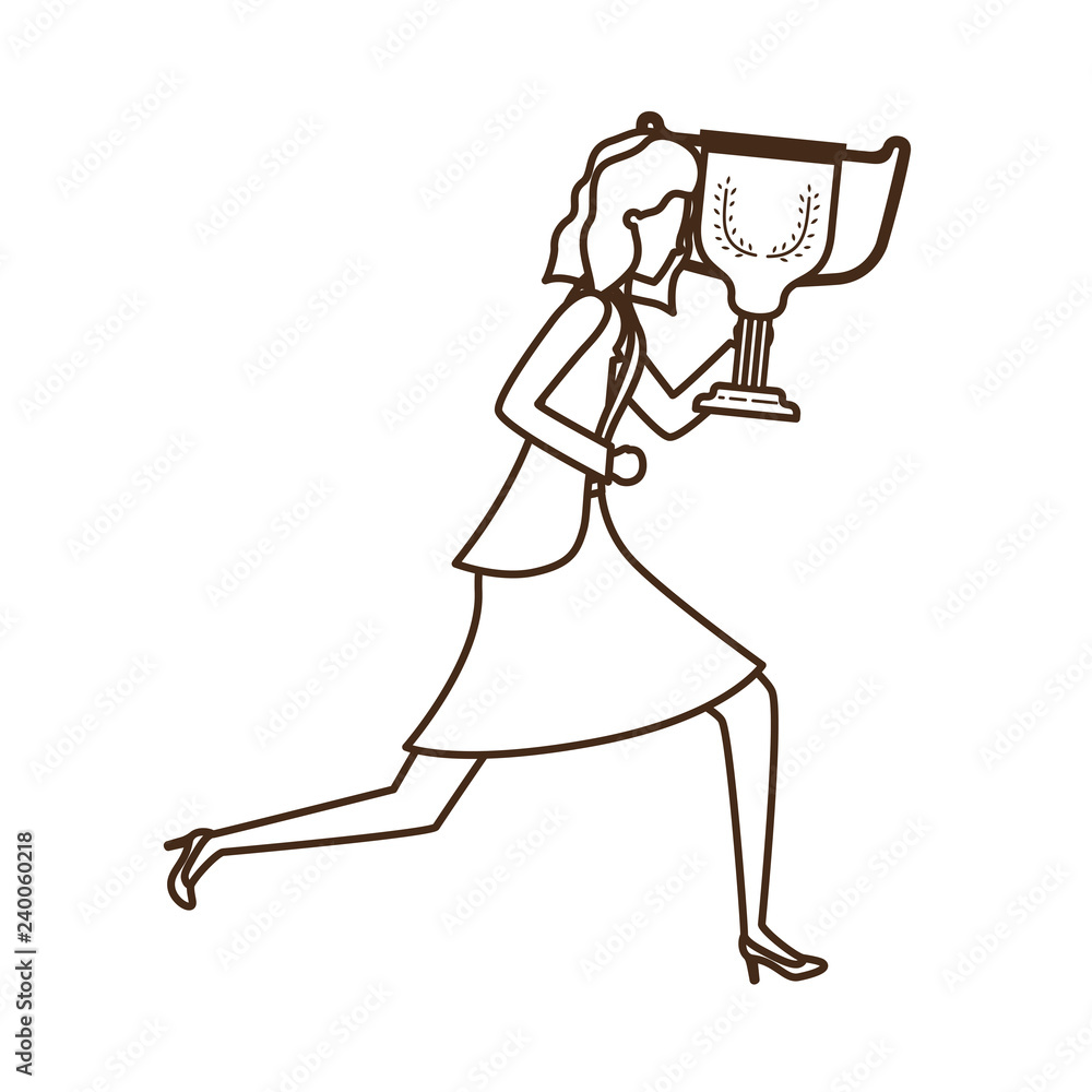 businesswoman with trophy avatar character businesswoman with trophy avatar character