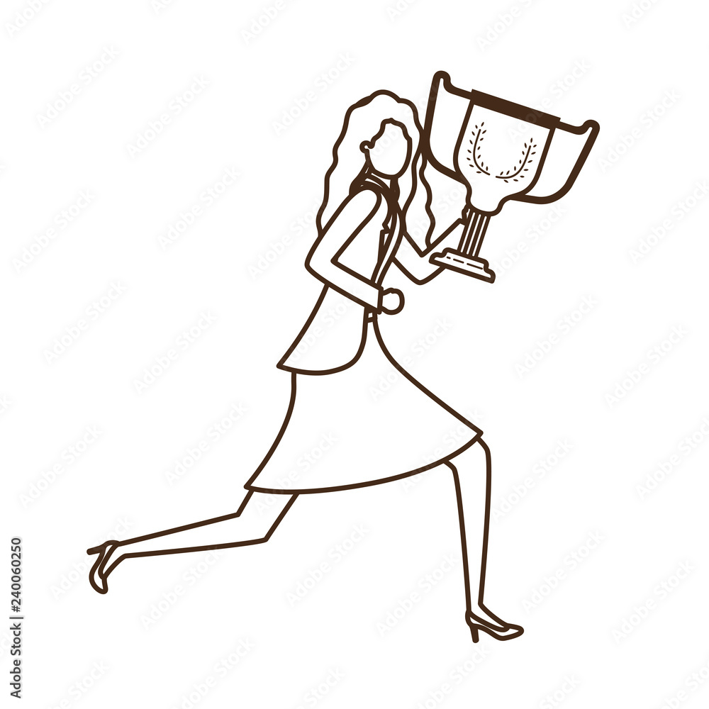 businesswoman with trophy avatar character businesswoman with trophy avatar character