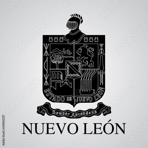 Silhouette of of Nuevo Leon/Nuevo León Coat of Arms. Mexican State. Vector illustration