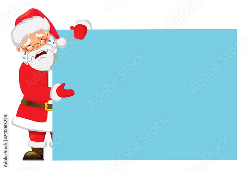 Santa Claus holding banner