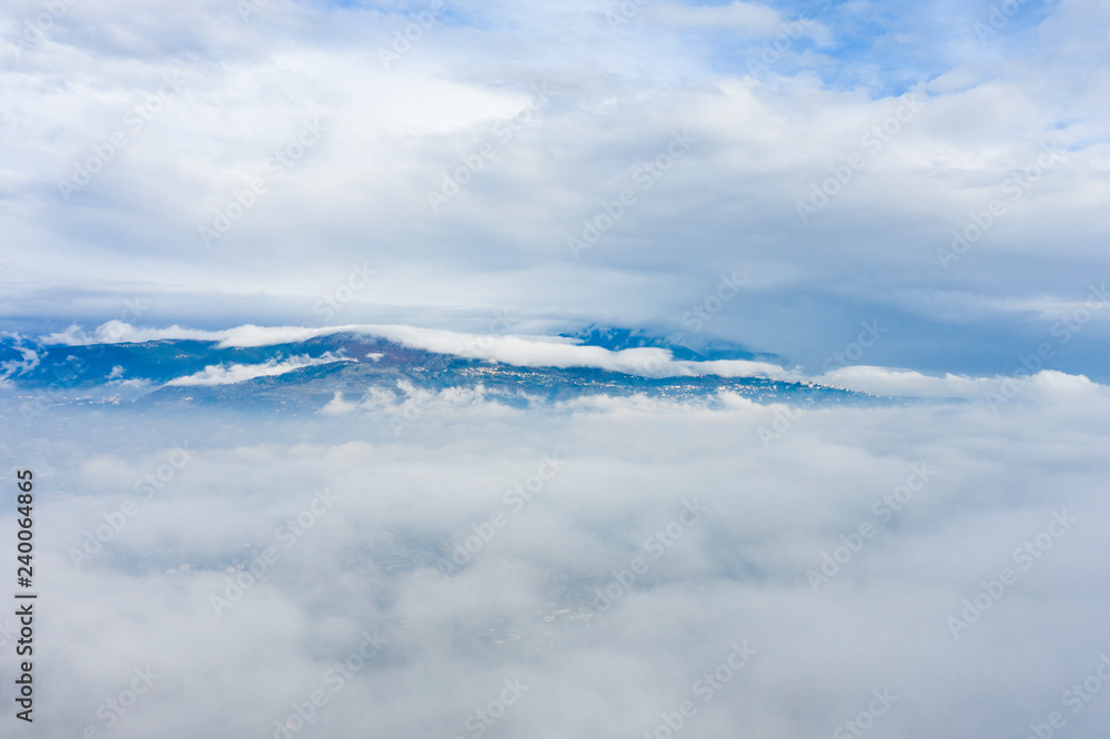 Aerial view of some beautiful clouds and a blue sky.