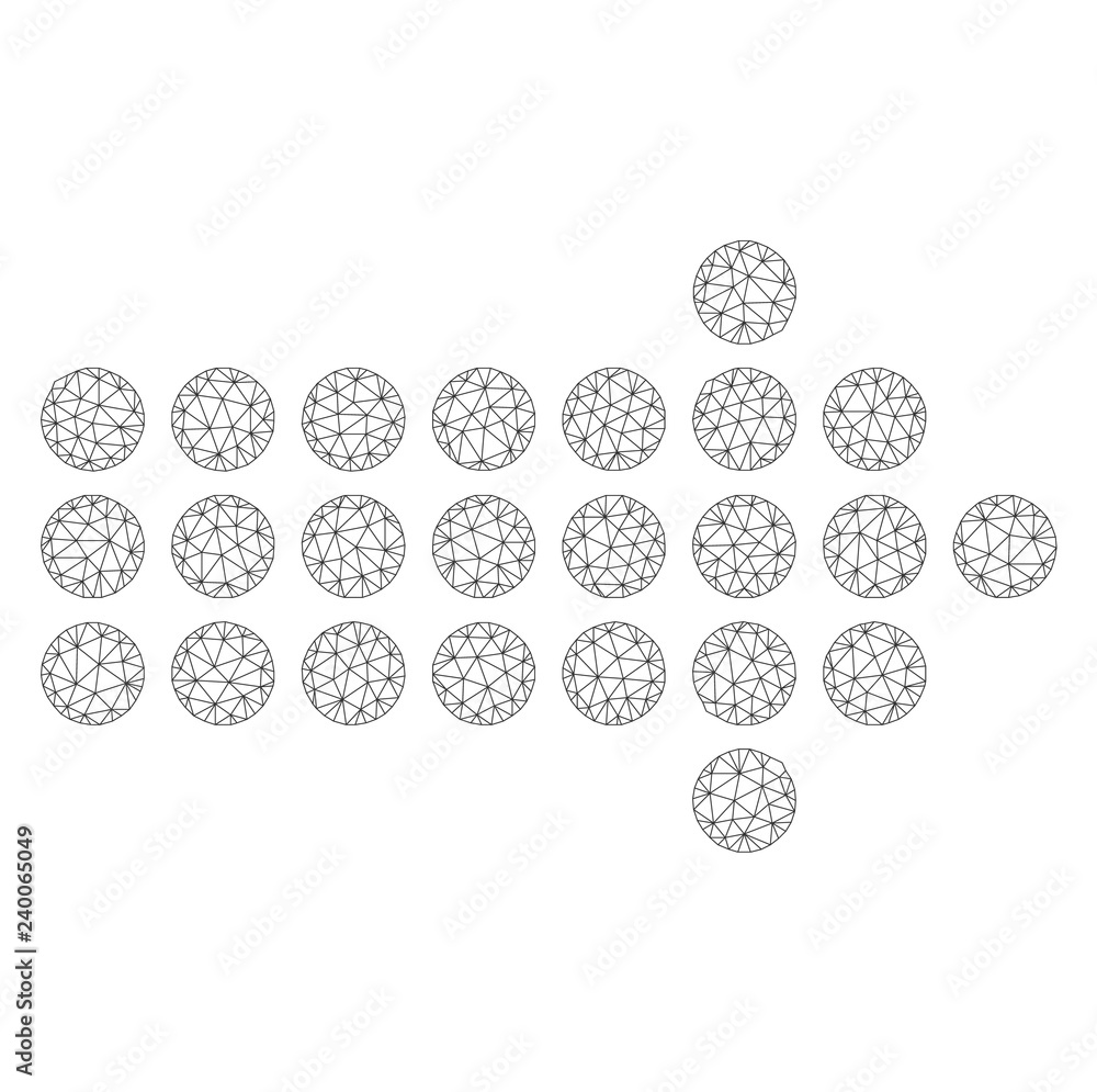 Mesh vector dotted arrow right icon on a white background. Polygonal carcass gray dotted arrow right image in low poly style with connected triangles, points and linear items. Mesh vector dotted arrow right icon on a white background. Polygonal carcass gray dotted arrow right image in low poly style with connected triangles, points and linear items.