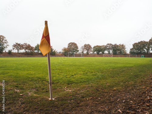 Corner flag of Rural soccer pitch in Germany