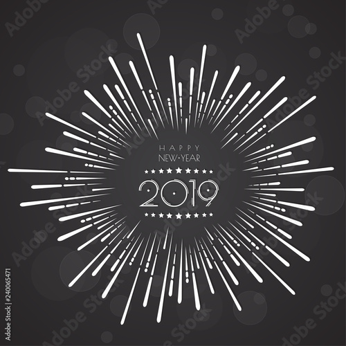 Happy new year 2019 . Greetings card. Colorful design. Vector illustration.