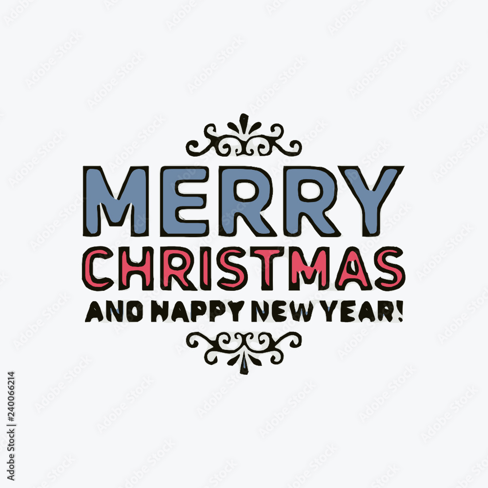 Merry Christmas and Happy New Year vector card