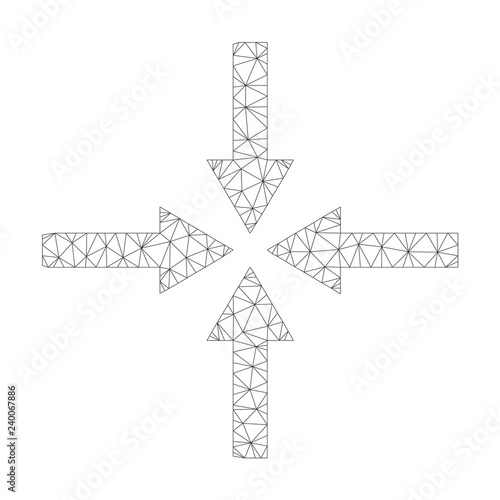 Polygonal vector impact arrows icon on a white background. Polygonal carcass gray impact arrows image in low poly style with connected triangles, dots and linear items.