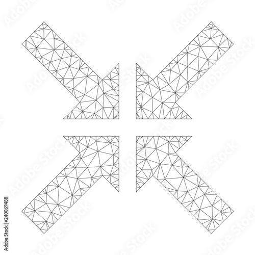 Polygonal vector pressure arrows icon on a white background. Polygonal wireframe grey pressure arrows image in lowpoly style with organized triangles, nodes and linear items.