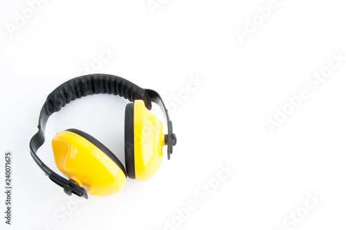 Yellow Protective protective equipment on white background.