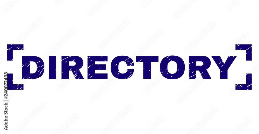 DIRECTORY label seal imprint with grunge texture. Text label is placed between corners. Blue vector rubber print of DIRECTORY with grunge texture. DIRECTORY label seal imprint with grunge texture. Text label is placed between corners. Blue vector rubber print of DIRECTORY with grunge texture.