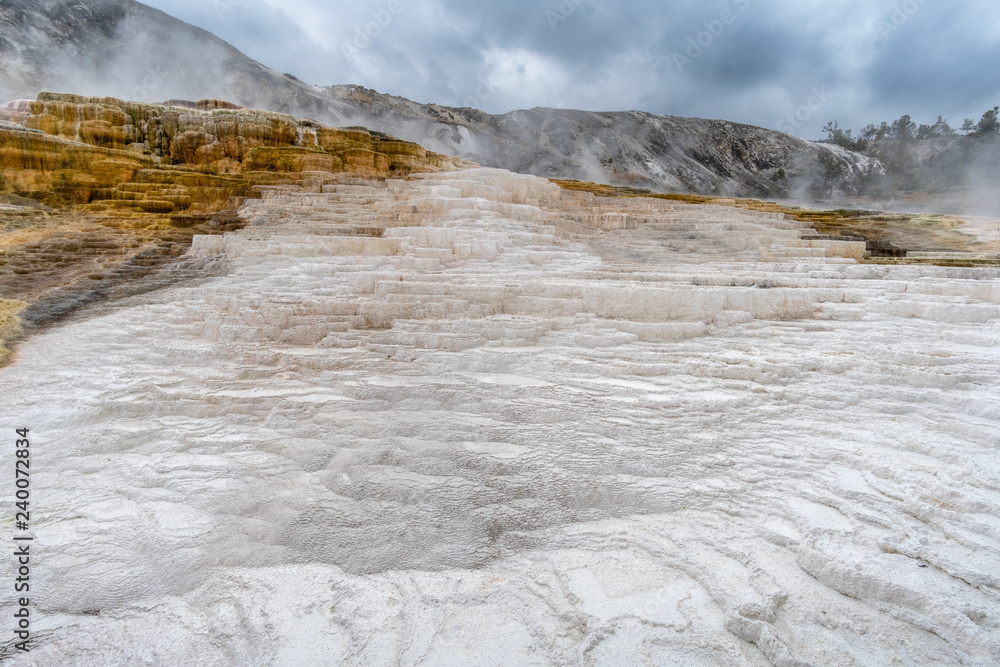 Colorful Mammoth Springs geothermal feature in Yellowstone NP Colorful Mammoth Springs geothermal feature in Yellowstone NP