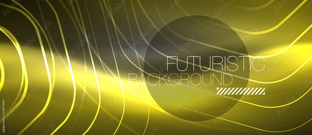 Black and glowing color lines neon design, magin techno template background Black and glowing color lines neon design, magin techno template background
